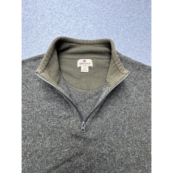 Woolrich Sweater Mens 2XL Dark Loden Heather Green Half Zip Pullover Wool Blend - Picture 2 of 9